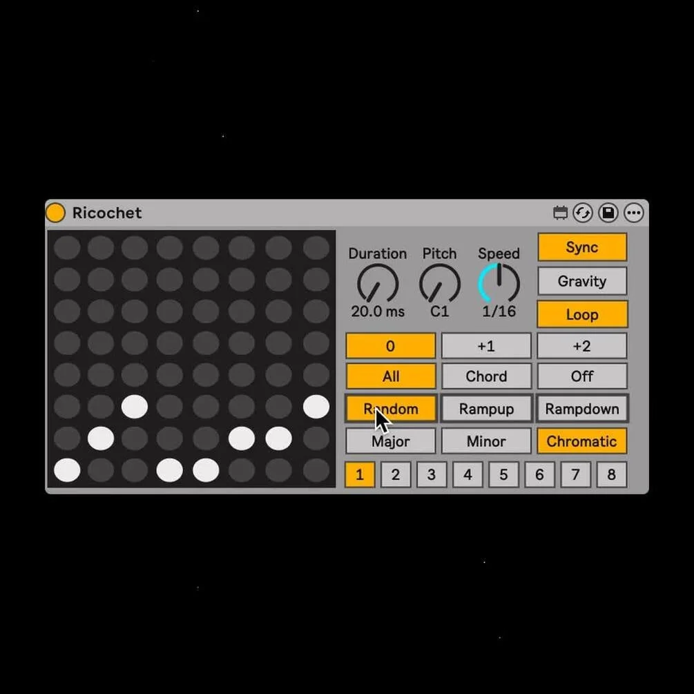 Ricochet Max for Live MIDI device interface by Human Pyramids