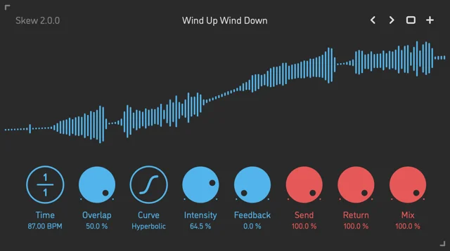 Skew v2 reverse delay plugin interface by Sinevibes