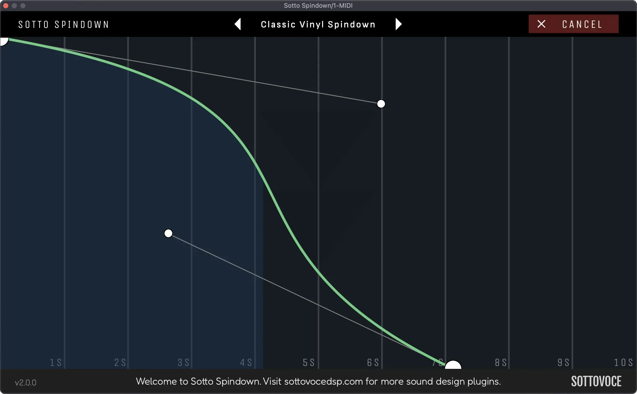 Sotto Spindown plugin interface by Sottovoce DSP