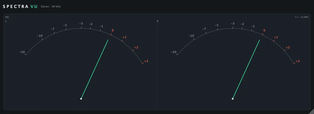 SpectraVU by GBCAudio VU meter plugin interface