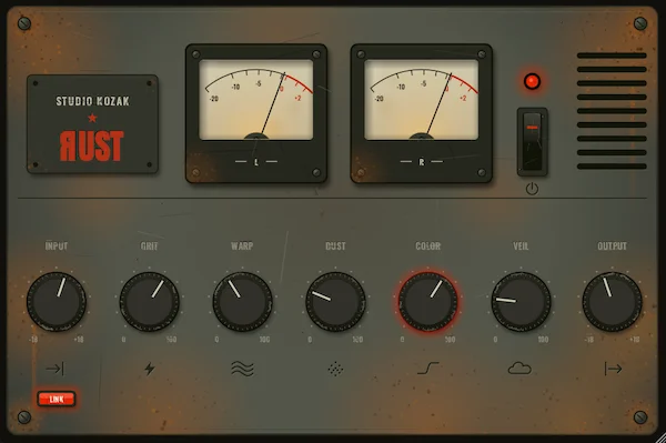 SK Rust lo-fi plugin interface by Studio Kozak