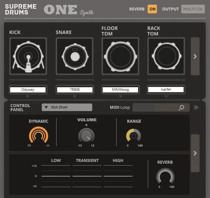 Sound Magic Supreme Drums One Synth plugin interface