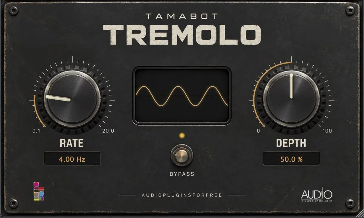 Tamabot Tremolo plugin interface with Rate and Depth controls