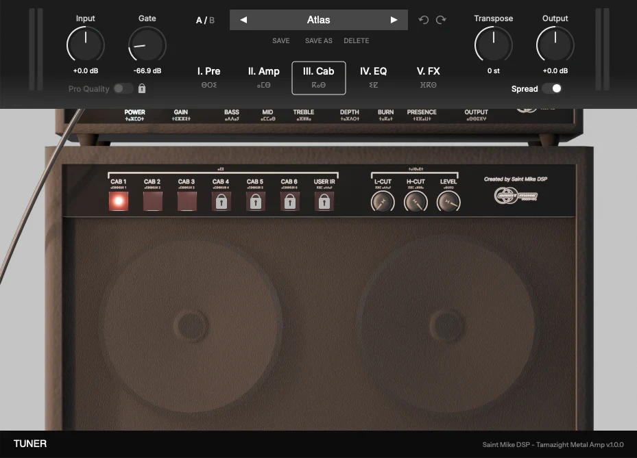 Tamazight Metal Amp plugin interface by Saint Mike DSP