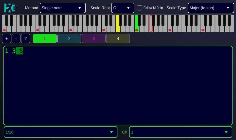 TeAr polyrhythmic MIDI arpeggiator plugin interface