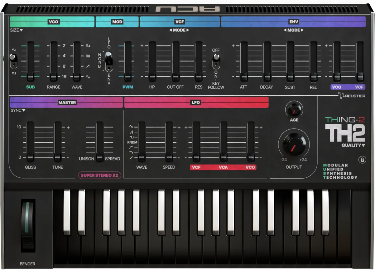 TH2 by Acustica Audio synthesizer plugin interface