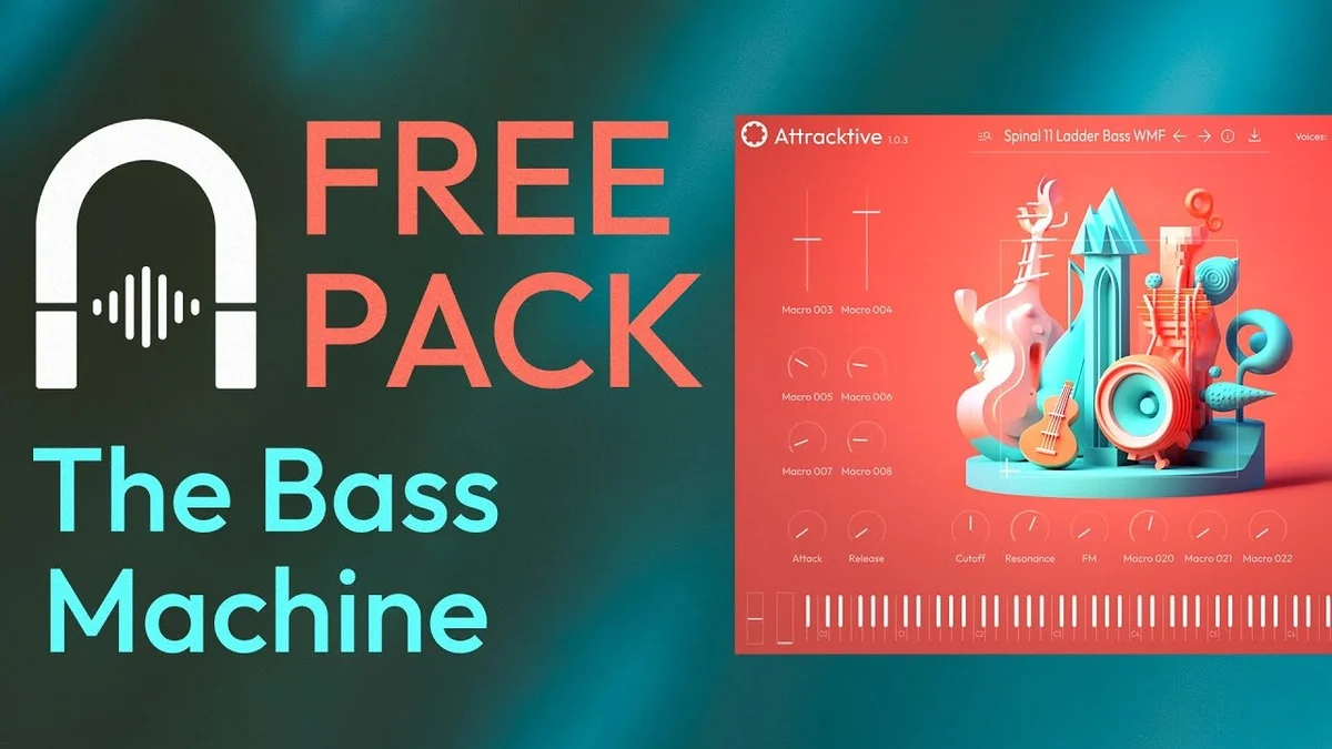 The Bass Machine expansion pack artwork for Tracktion Attracktive