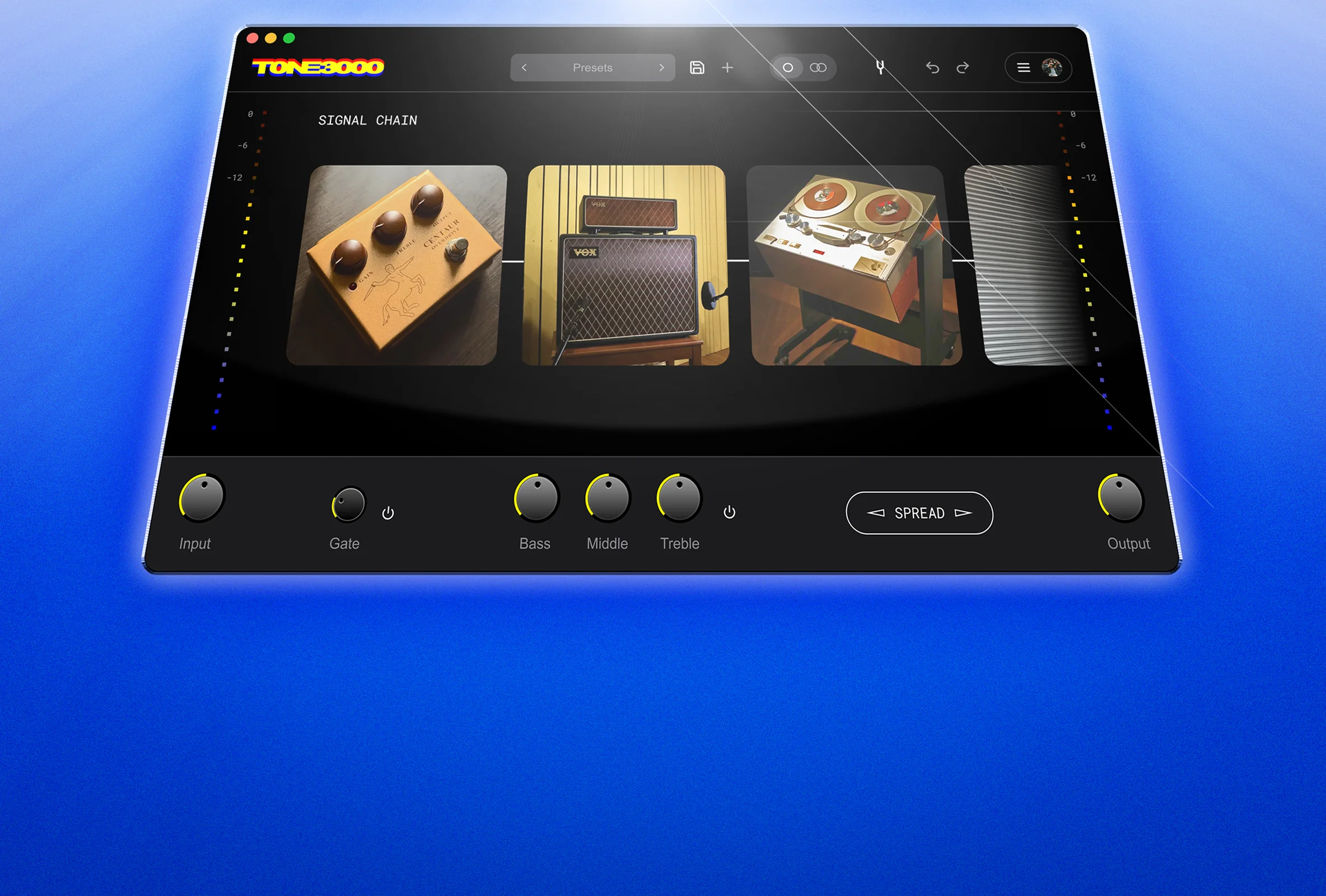 TONE3000 Plugin interface playing a chain of NAM captures