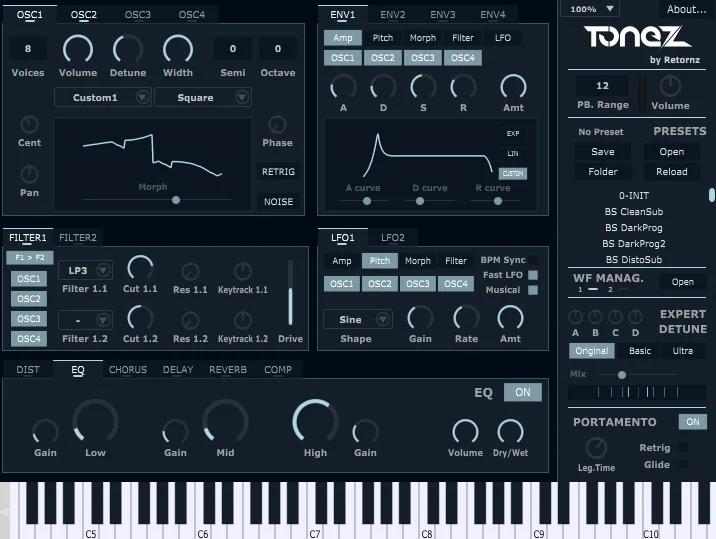 ToneZ V2 synthesizer interface by Retornz