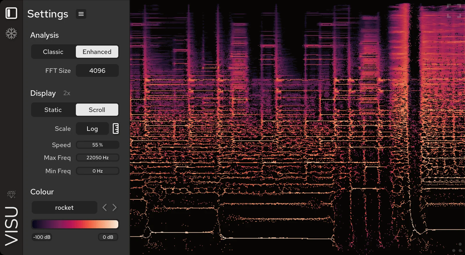 Tritik Visu spectrogram plugin user interface