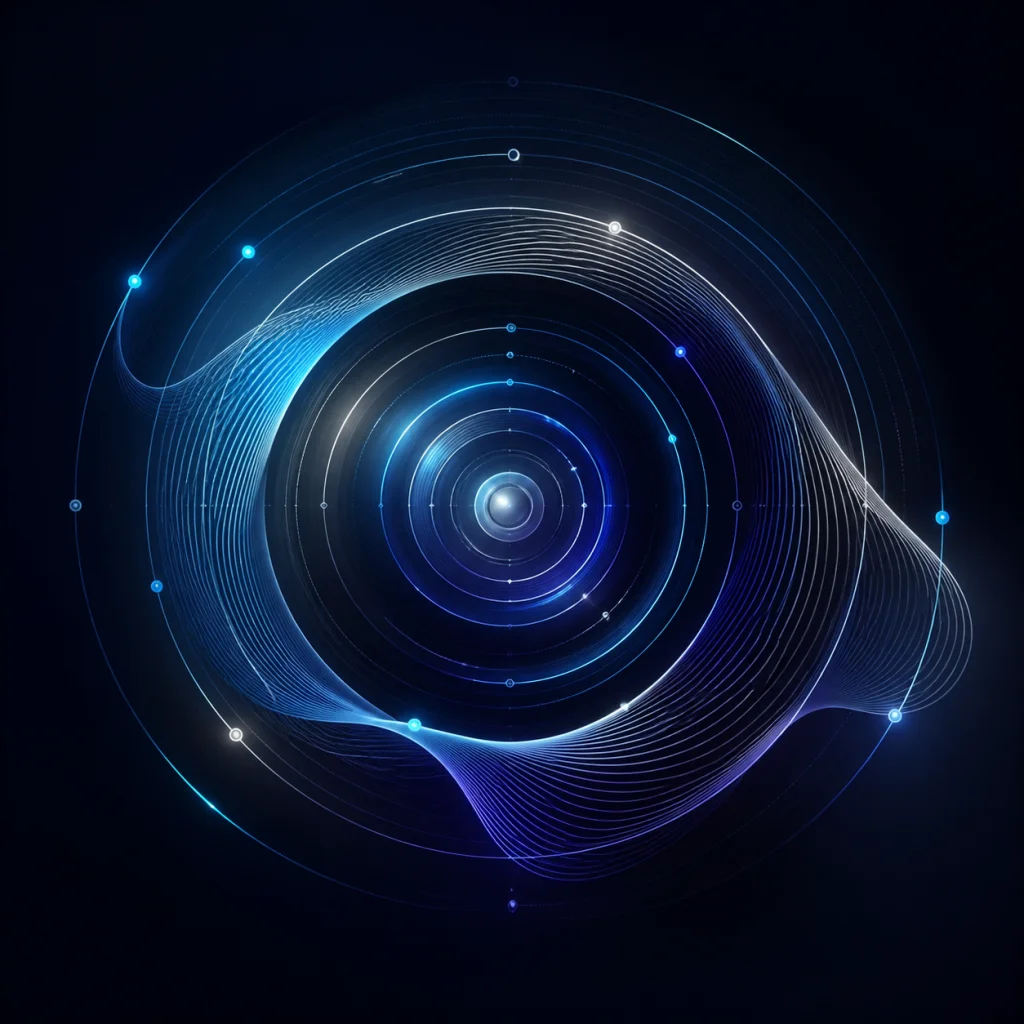 Abstract blue modulation artwork for an audio effect plugin