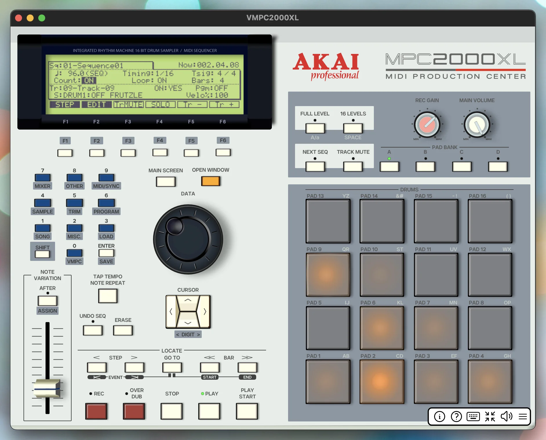 VMPC2000XL Akai MPC2000XL emulator interface screenshot