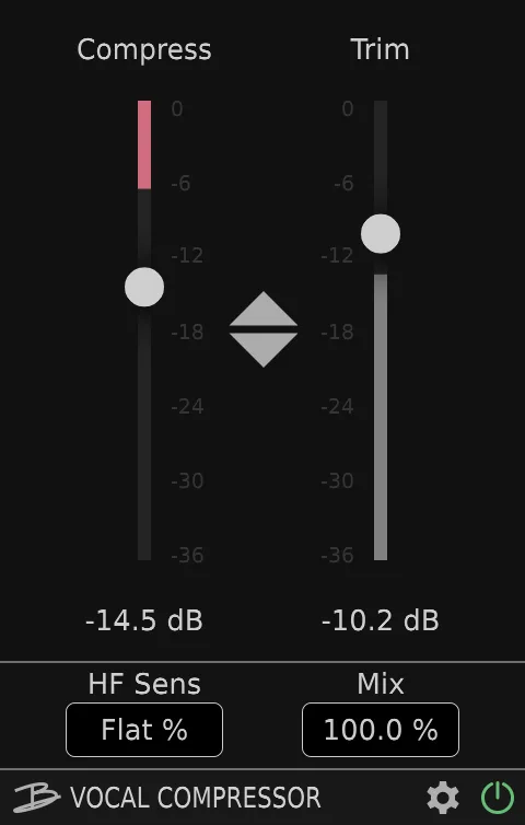 Bertom Audio Vocal Compressor plugin interface