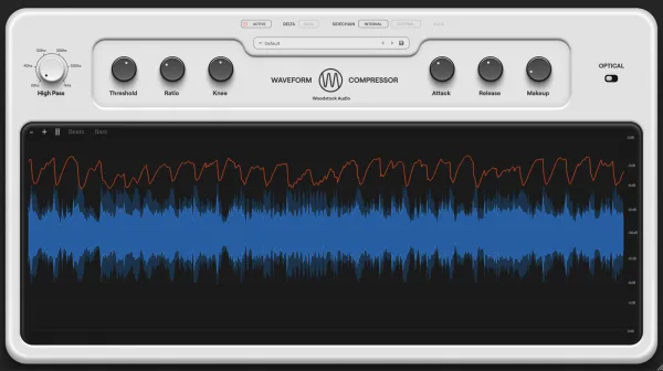 Waveform Compressor plugin interface by Woodstock Audio