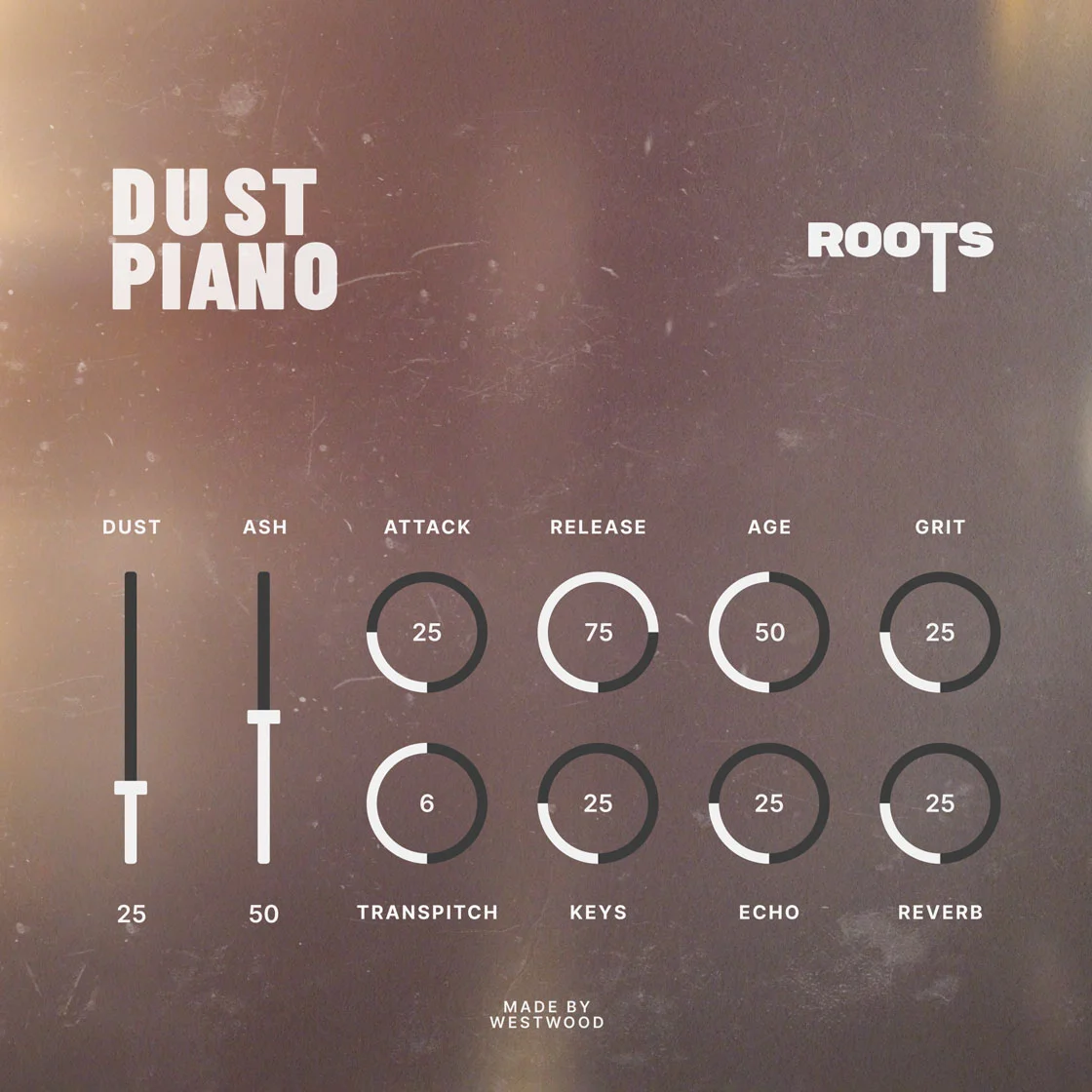 Roots: Dust Piano by Westwood Instruments interface