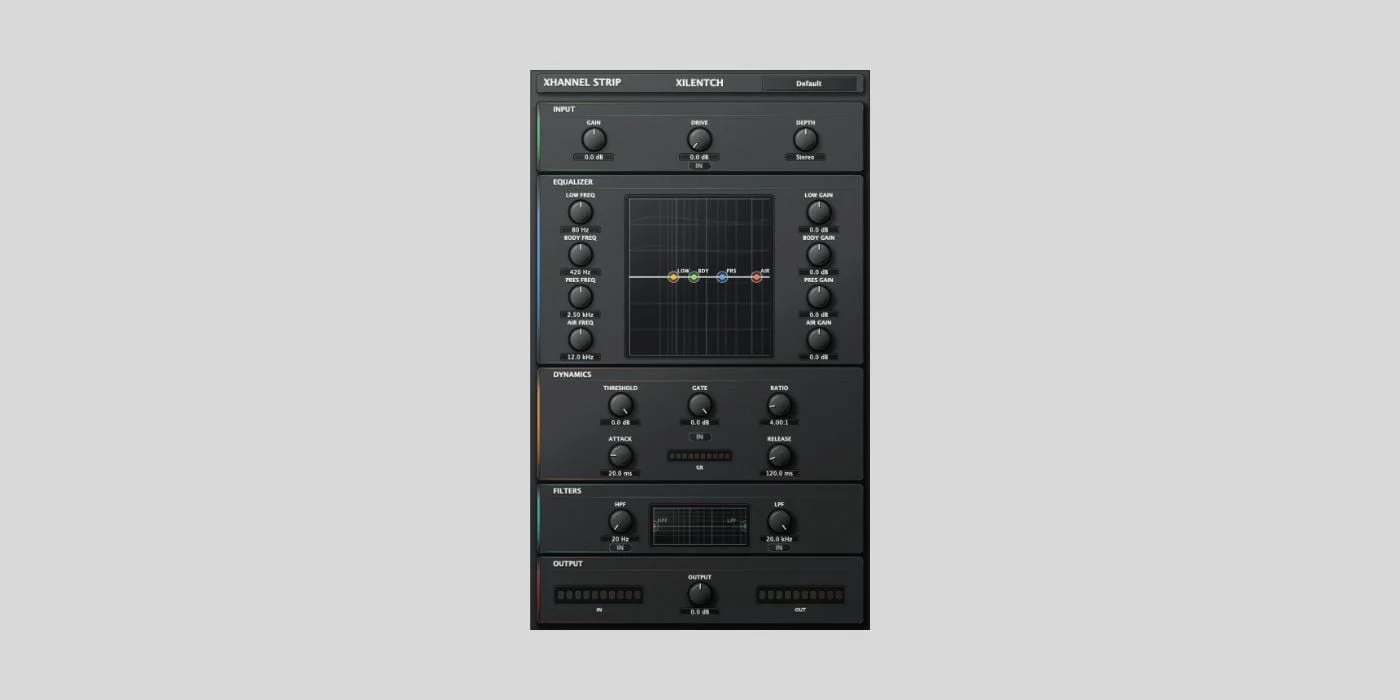 Xhannel S channel strip plugin interface by Xilentch
