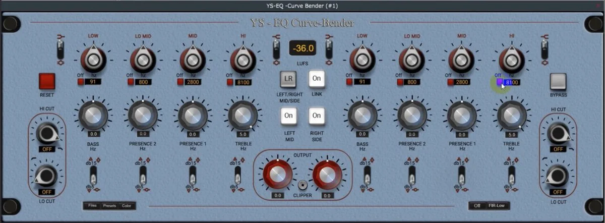 YS EQ Curve Bender spectral EQ plugin interface by Yuri Semenov